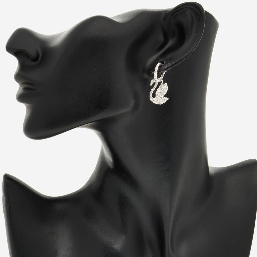 Swarovski Rhodium Plated Swan Earrings