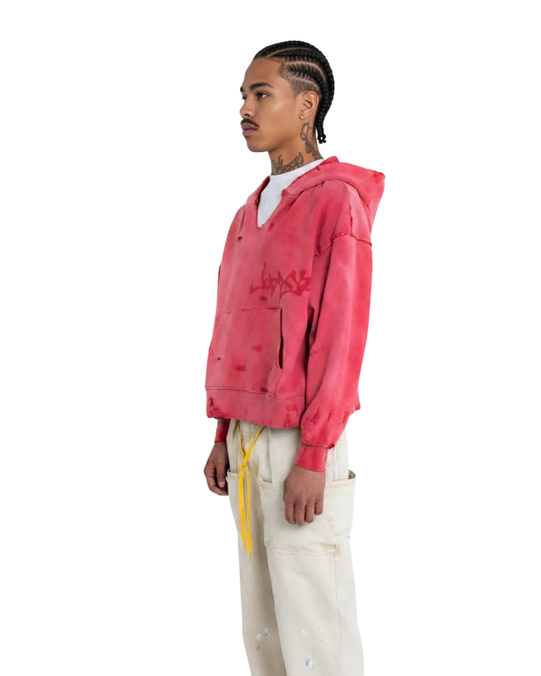 RECYCLED HOODIE BRICK WASHED RED