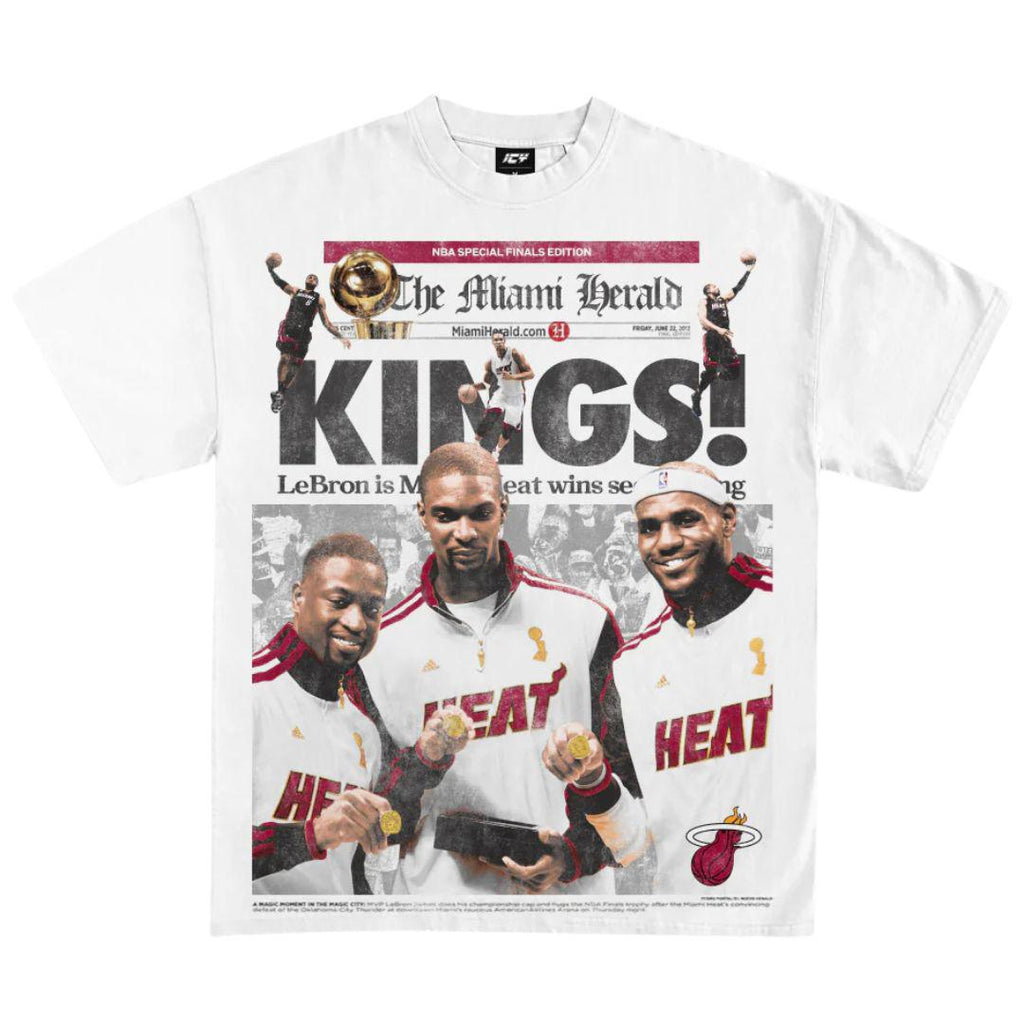 MIAMI HEAT BIG 3 CHAMPIONS GRAPHIC T-SHIRT WHITE