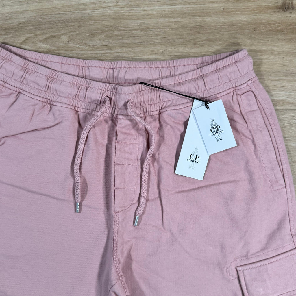 CP Company Light Fleece Cargo Lens Shorts in Misty Rose - Pink