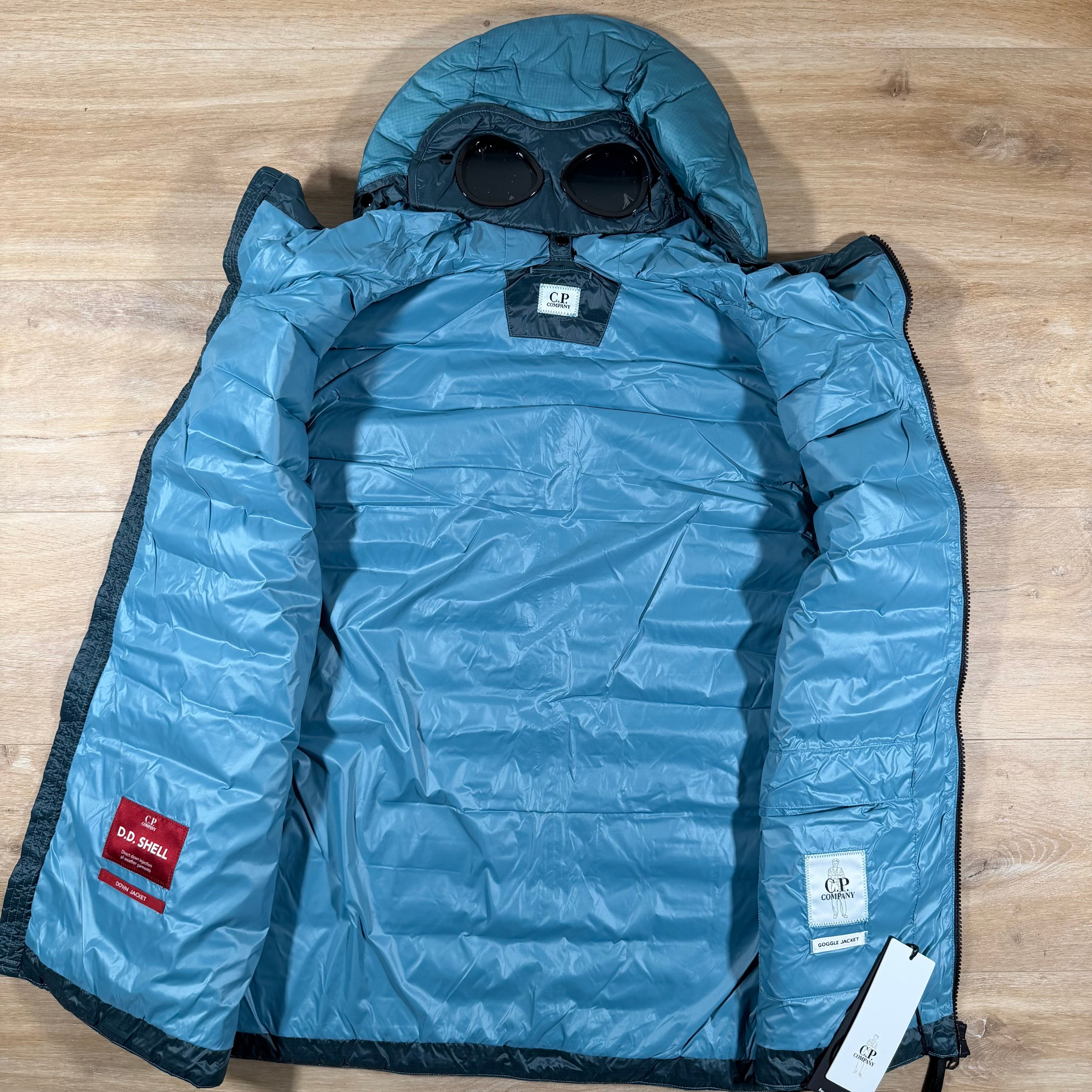 C.P. Company D.D. Shell Goggle Down Gilet in Aegean Blue