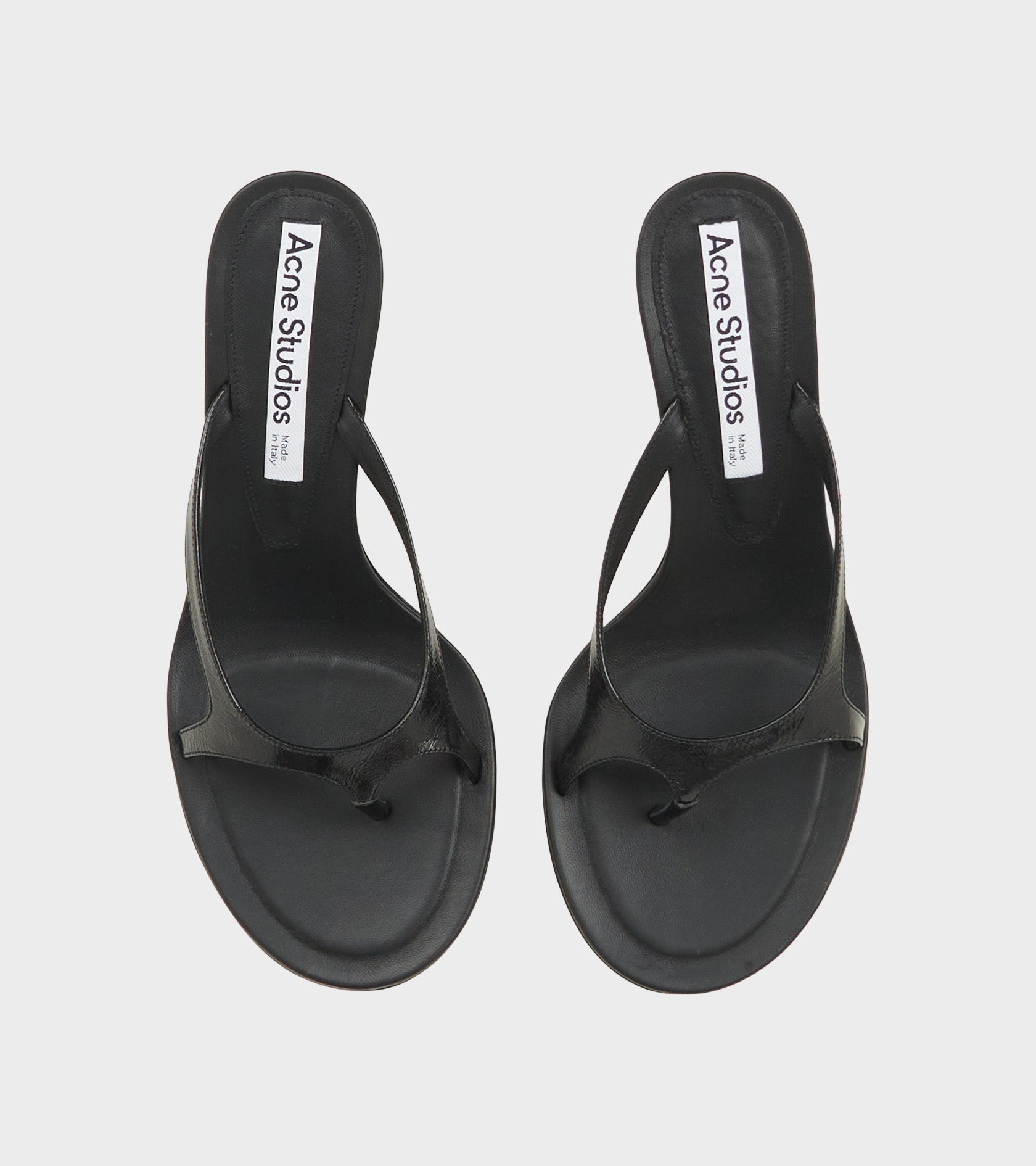 Leather Flip Flop Heels Black