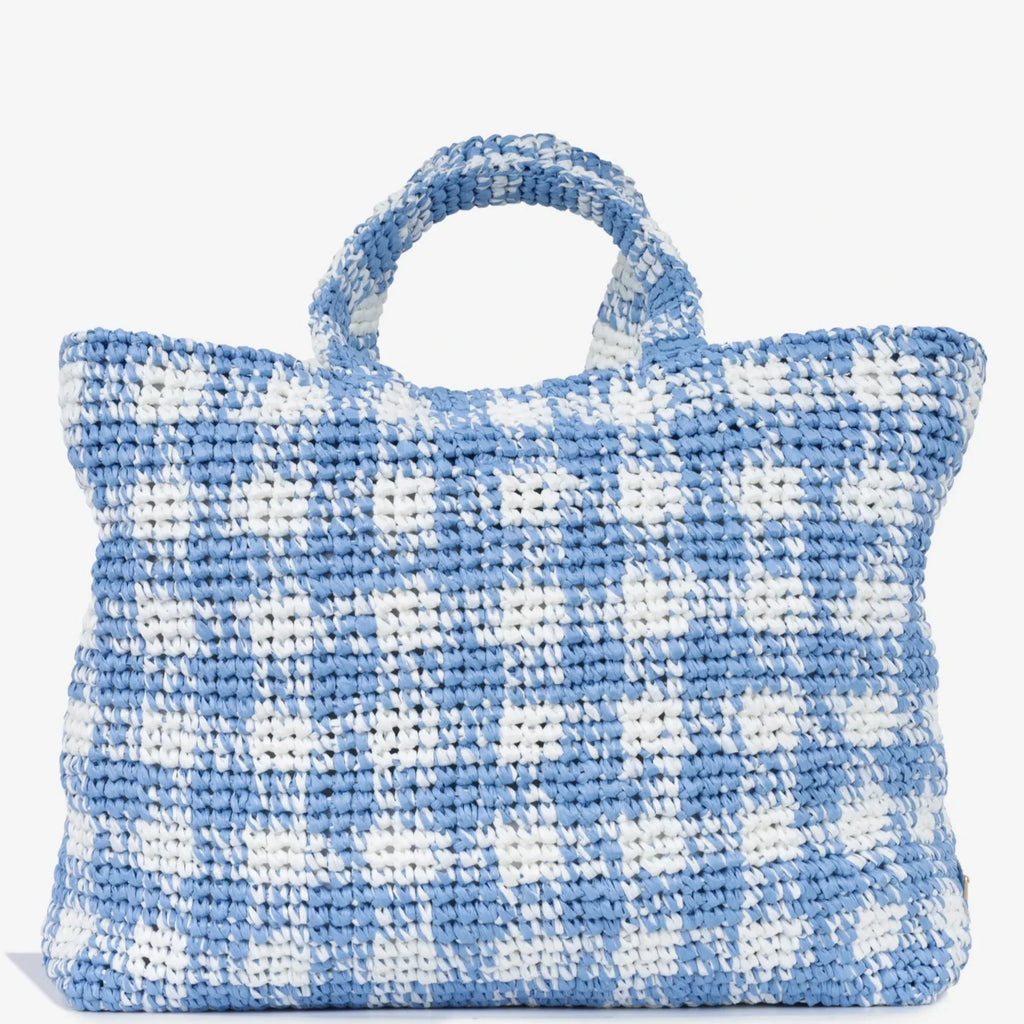Prada Large Check Crochet Tote Bag
