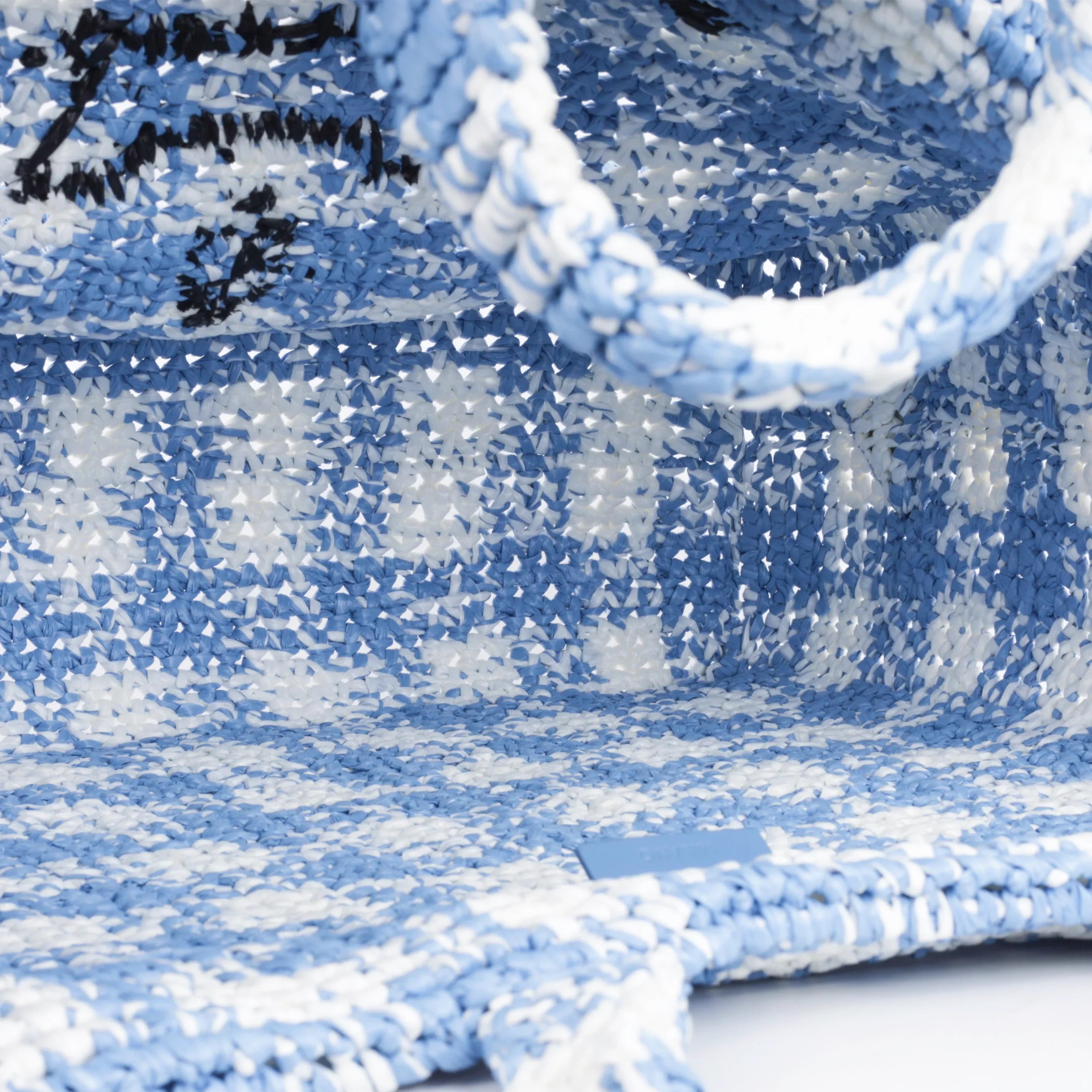 Prada Large Check Crochet Tote Bag