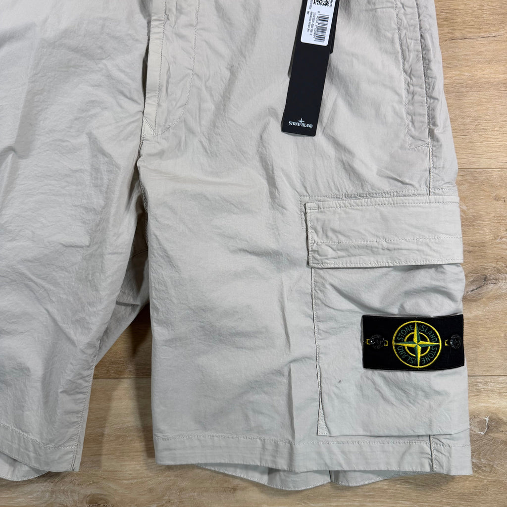 Stone Island Stretch Cotton Tela 'Paracadute' Cargo Bermuda Shorts in Pearl Grey