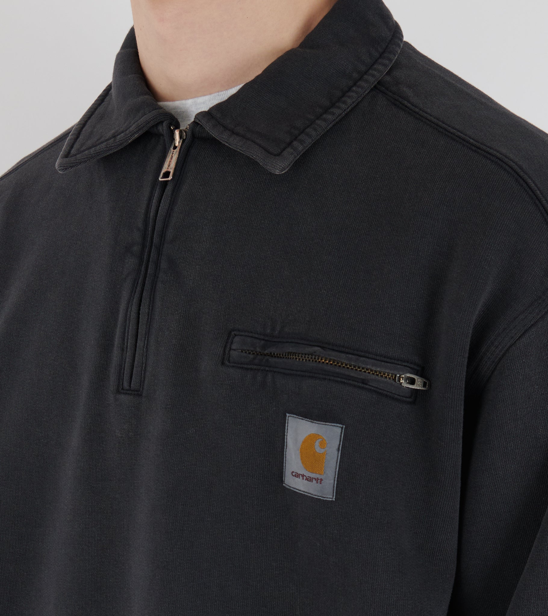 Half Zip Detroit Sweatshirt Black Stone Washed