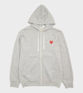 U Red Heart Zip Hoodie Grey