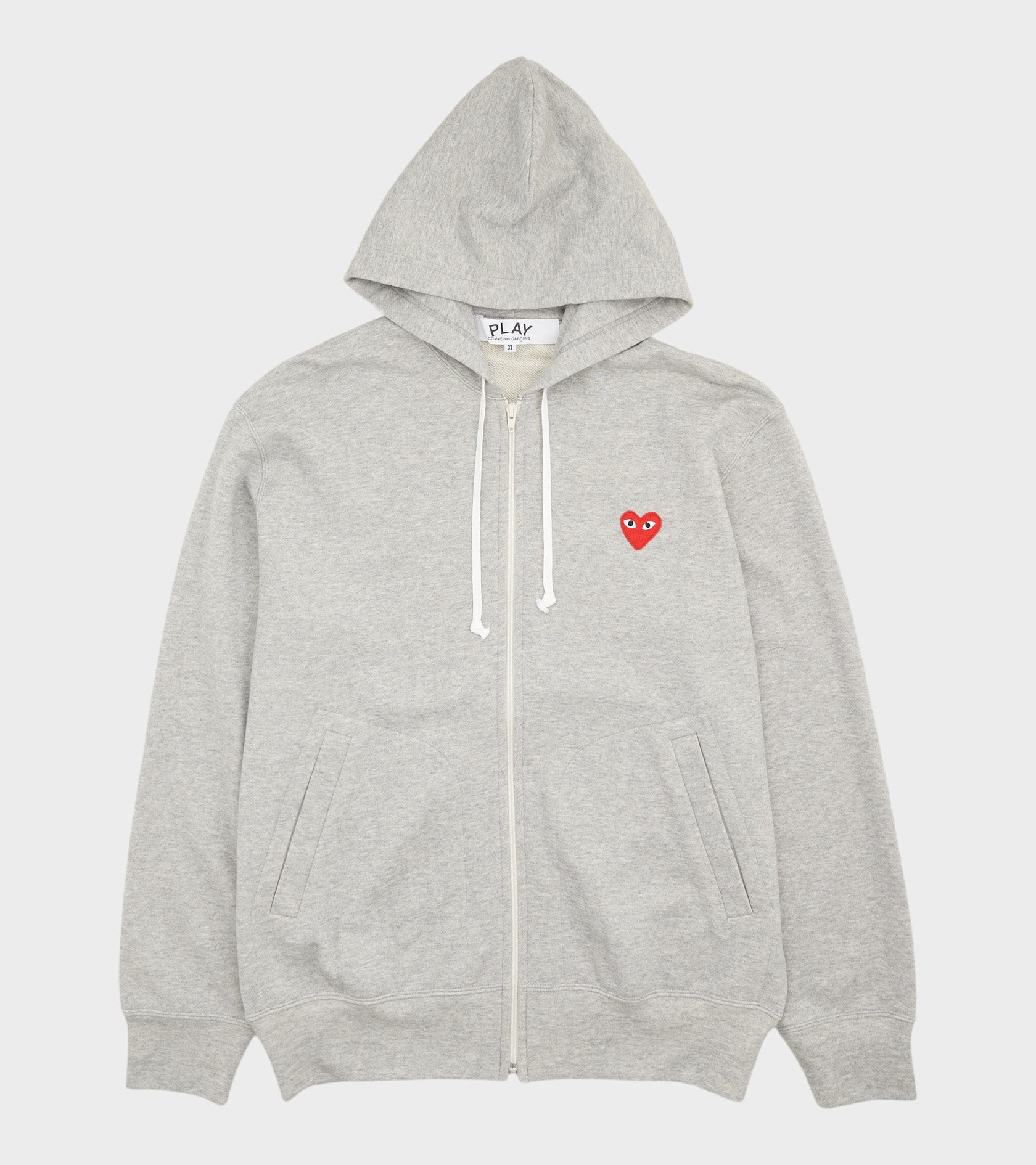 U Red Heart Zip Hoodie Grey
