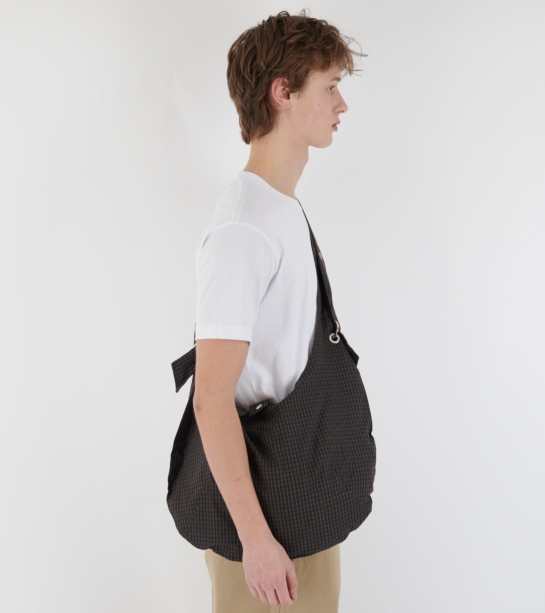 Eyelet Shoulder Bag Dark Linen Check