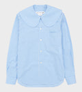 Big Round Collar Check Shirt Light Blue/White