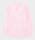 Big Round Collar Check Shirt Light Pink/White