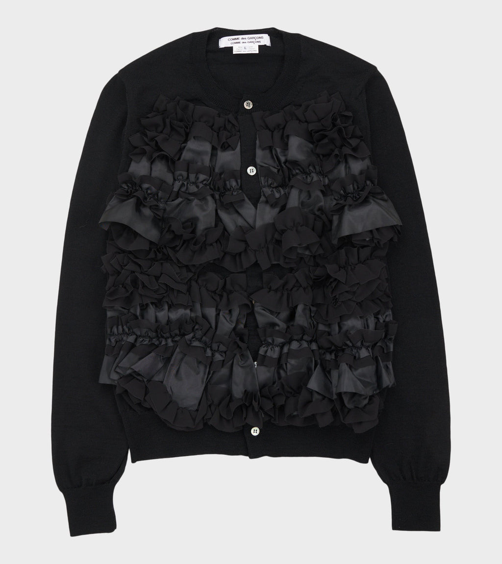 Ruffle Cardigan Black
