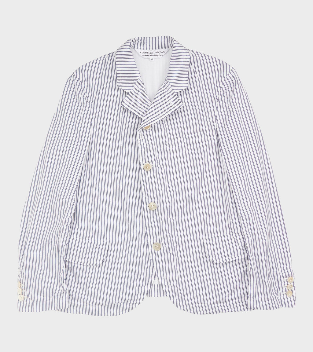 Striped Cotton Blazer White/Dark Blue