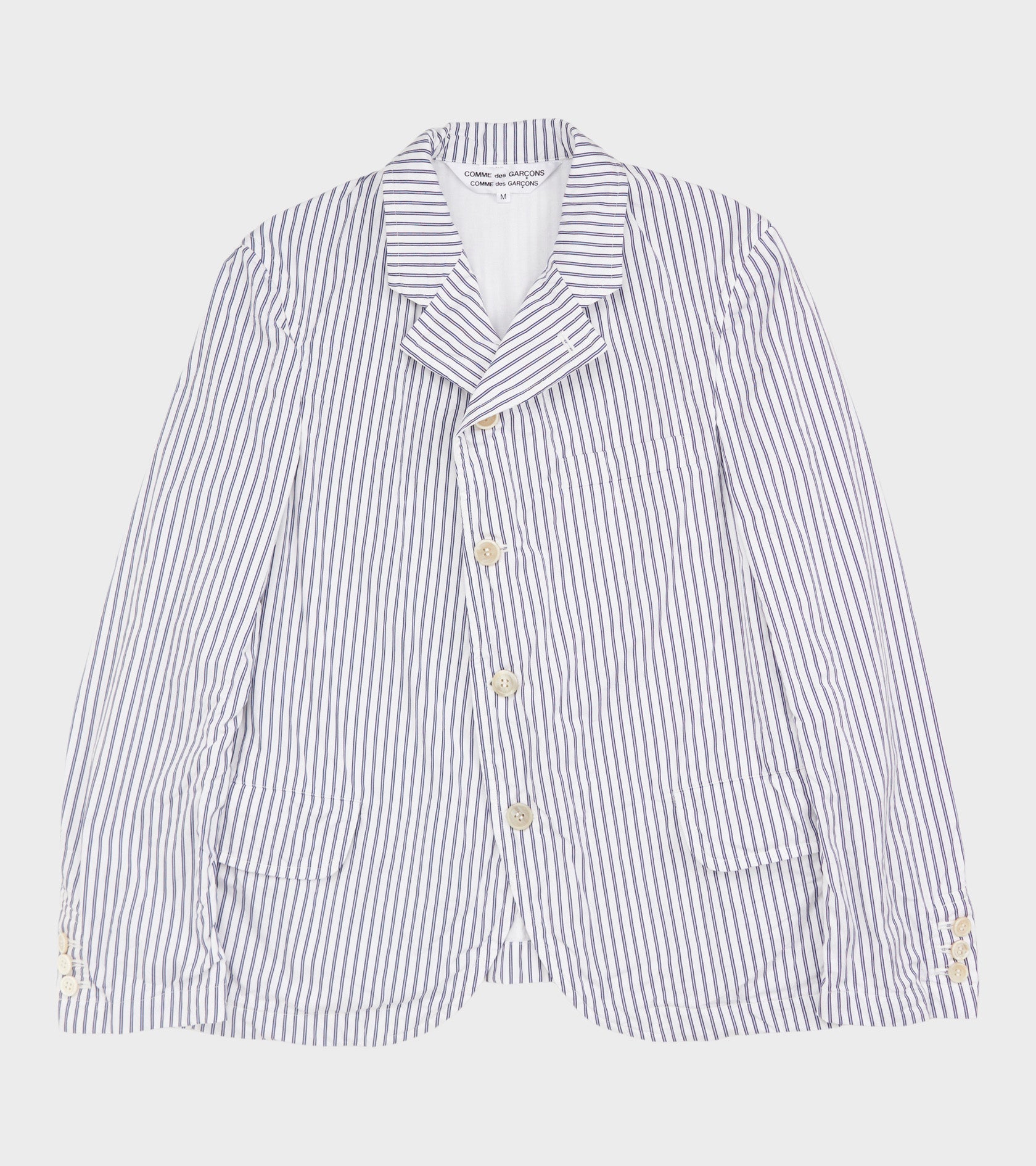 Striped Cotton Blazer White/Dark Blue