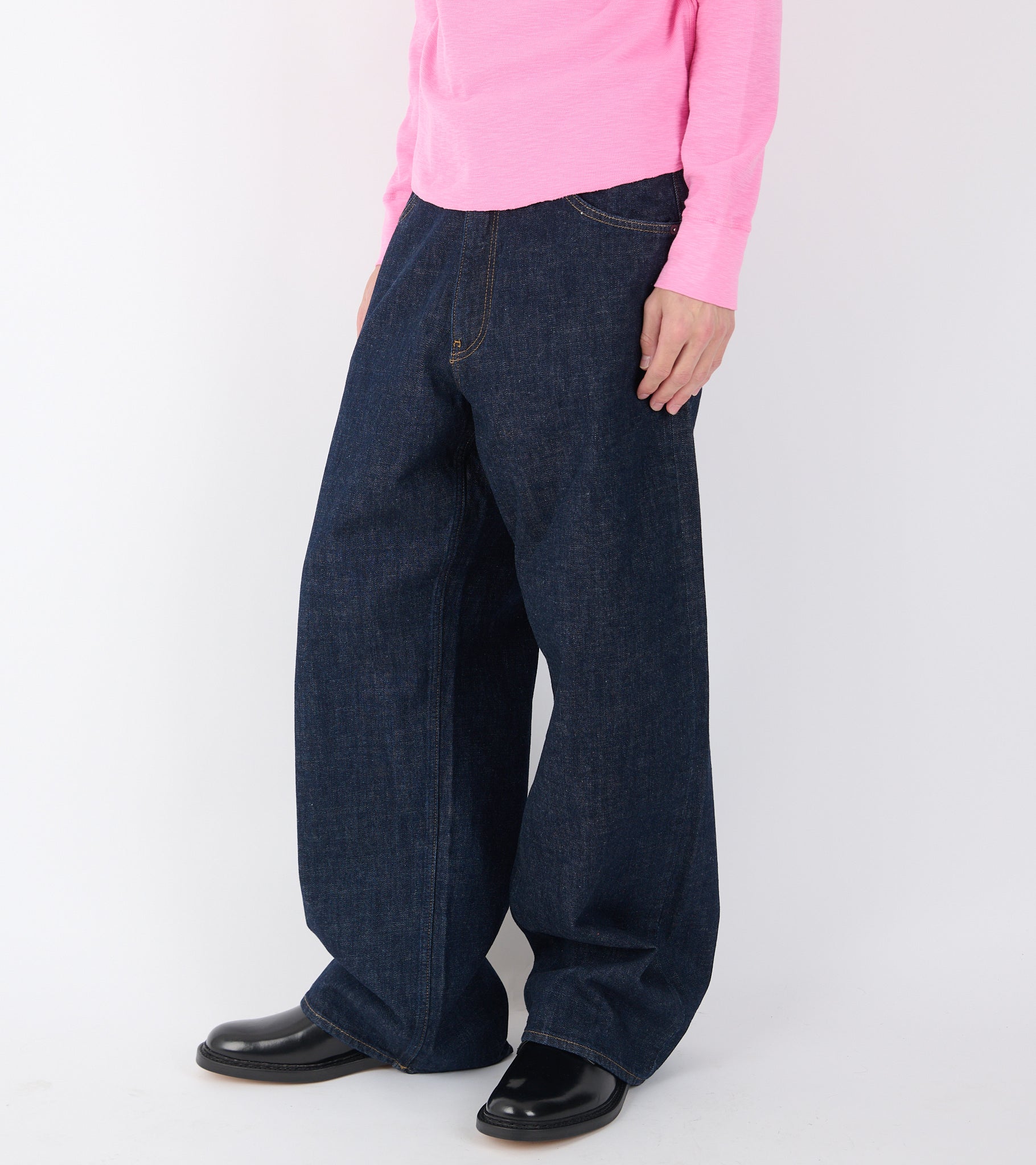 Super Wide Jeans Simple Rinse Blue