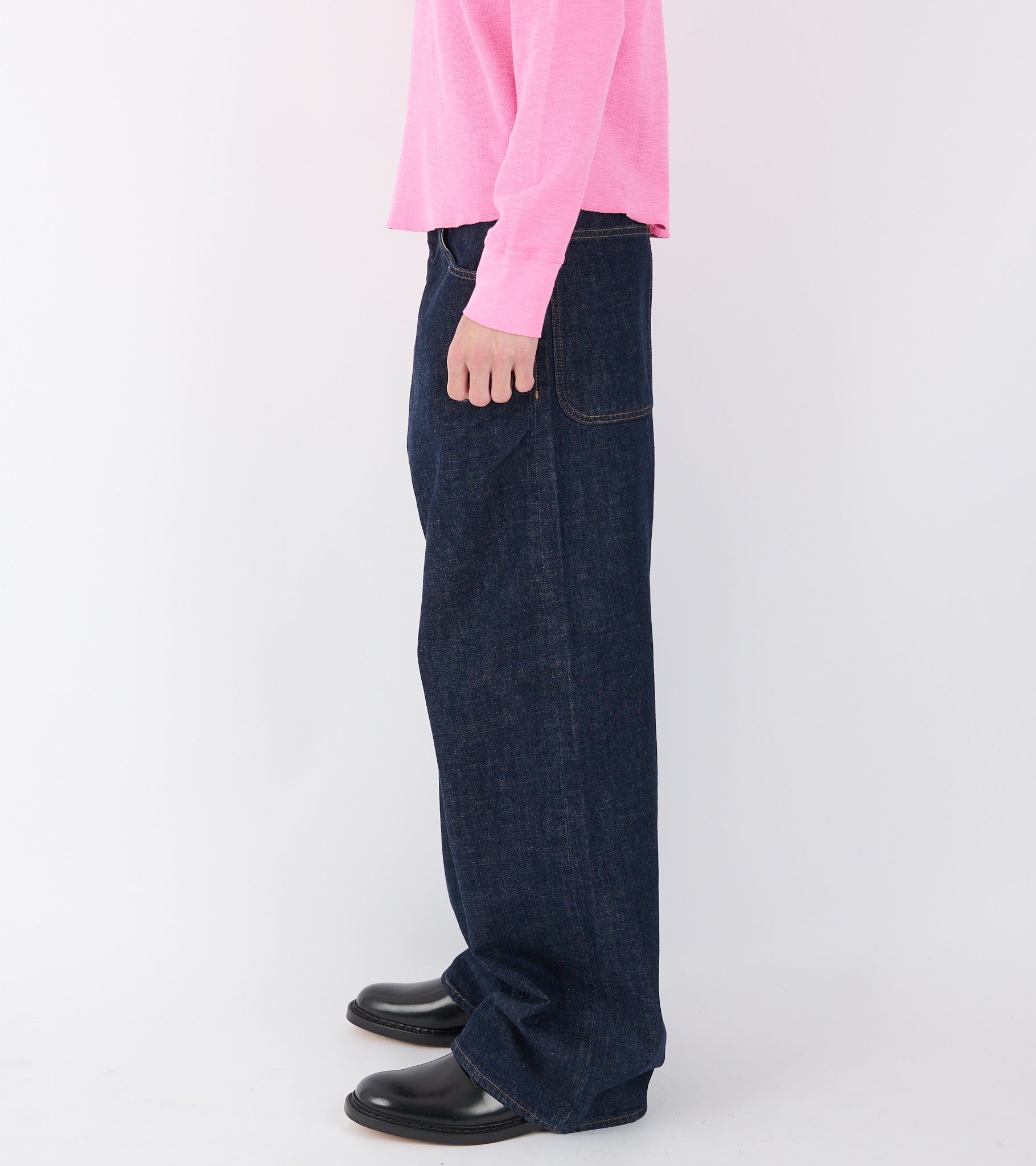 Super Wide Jeans Simple Rinse Blue