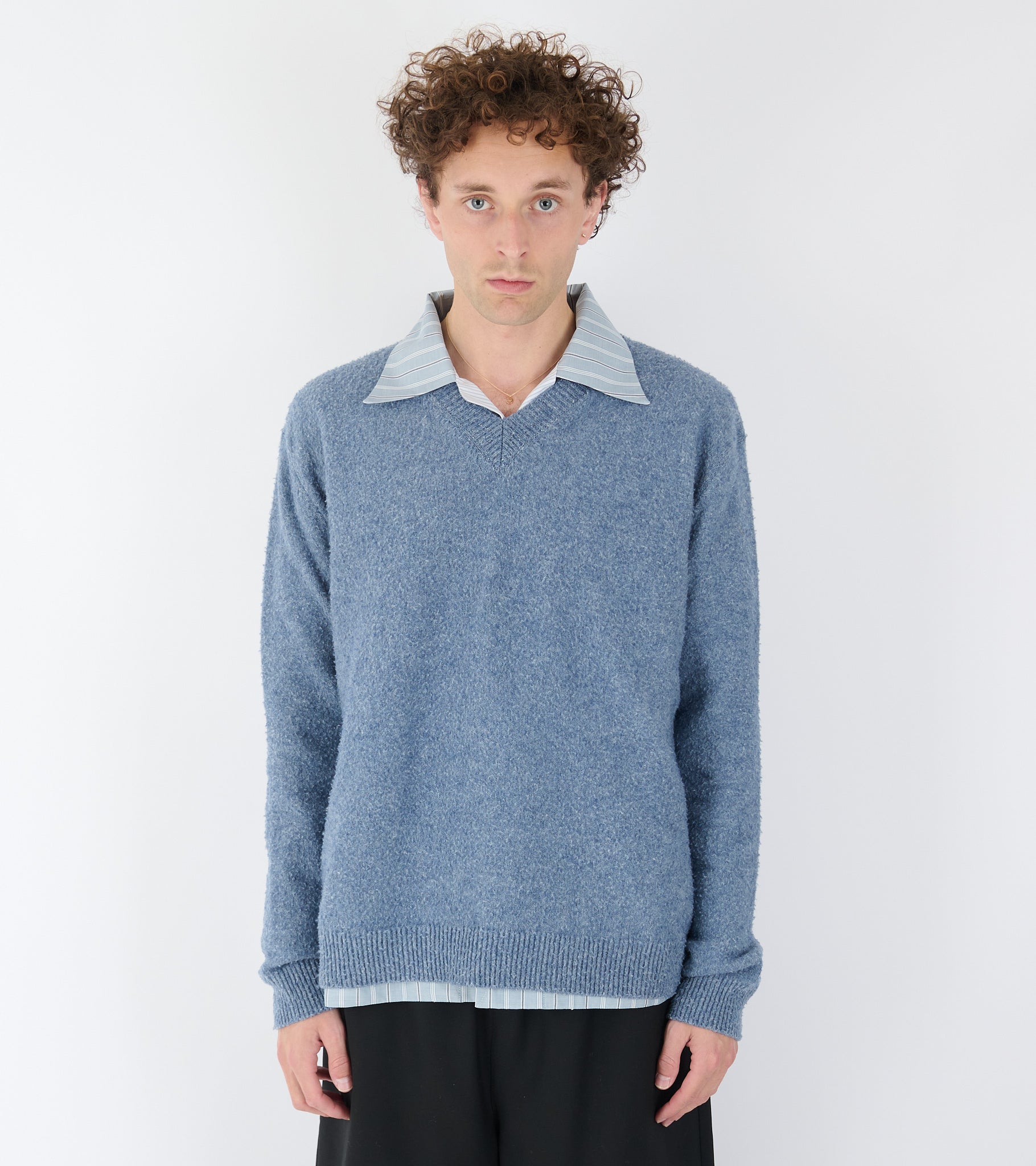 Pile Knit Sweater Blue
