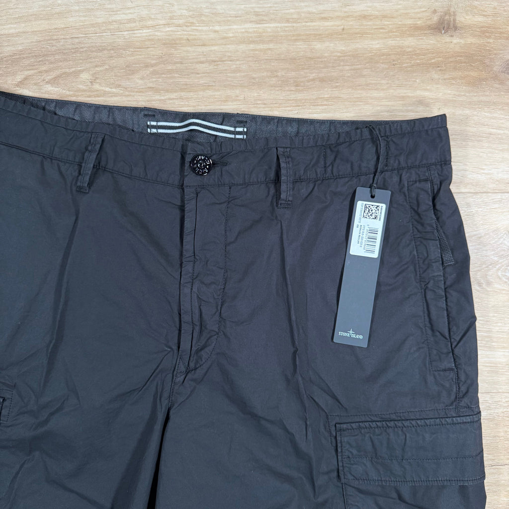 Stone Island Stretch Cotton Tela 'Paracadute' Cargo Bermuda Shorts in Black