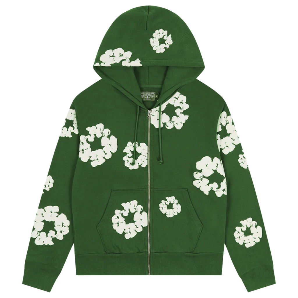 DENIM TEARS COTTON WREATH ZIP HOODIE GREEN