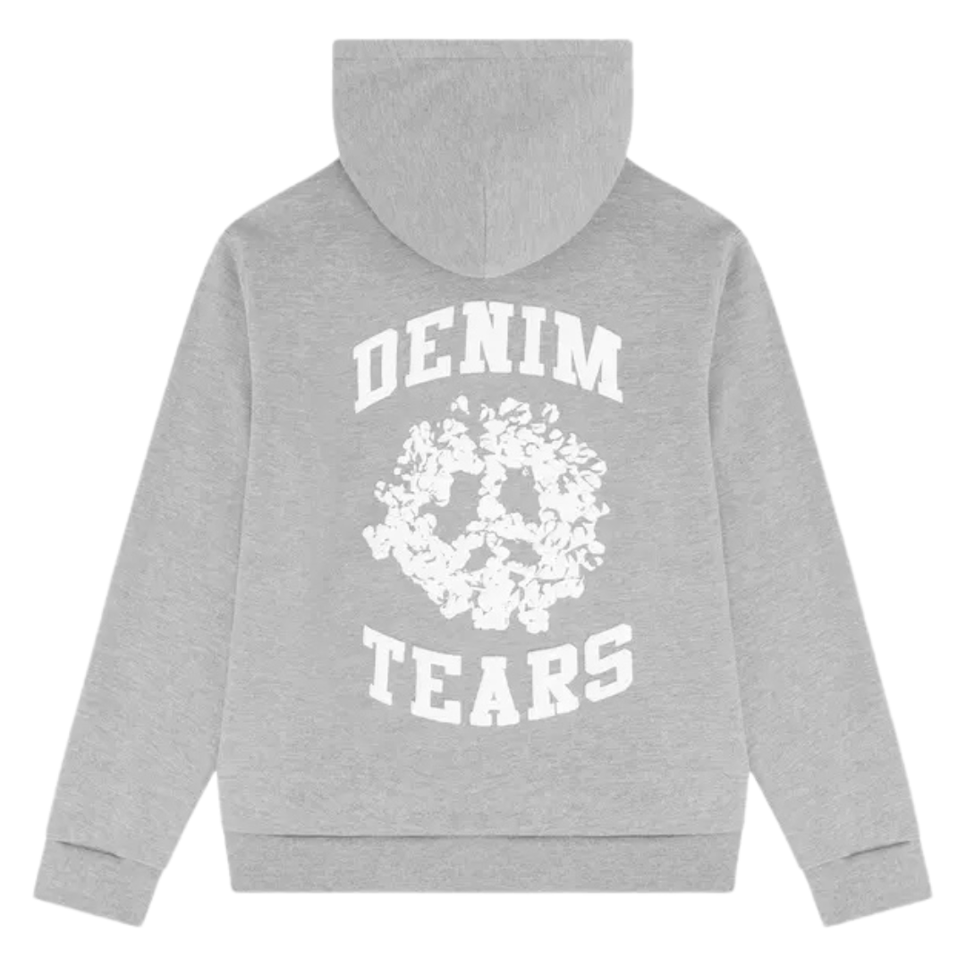DENIM TEARS DENIM UNIVERSITY ZIP HOODIE GREY