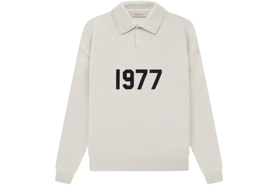 ESSENTIALS FOG 1977 KNIT POLO WHEAT