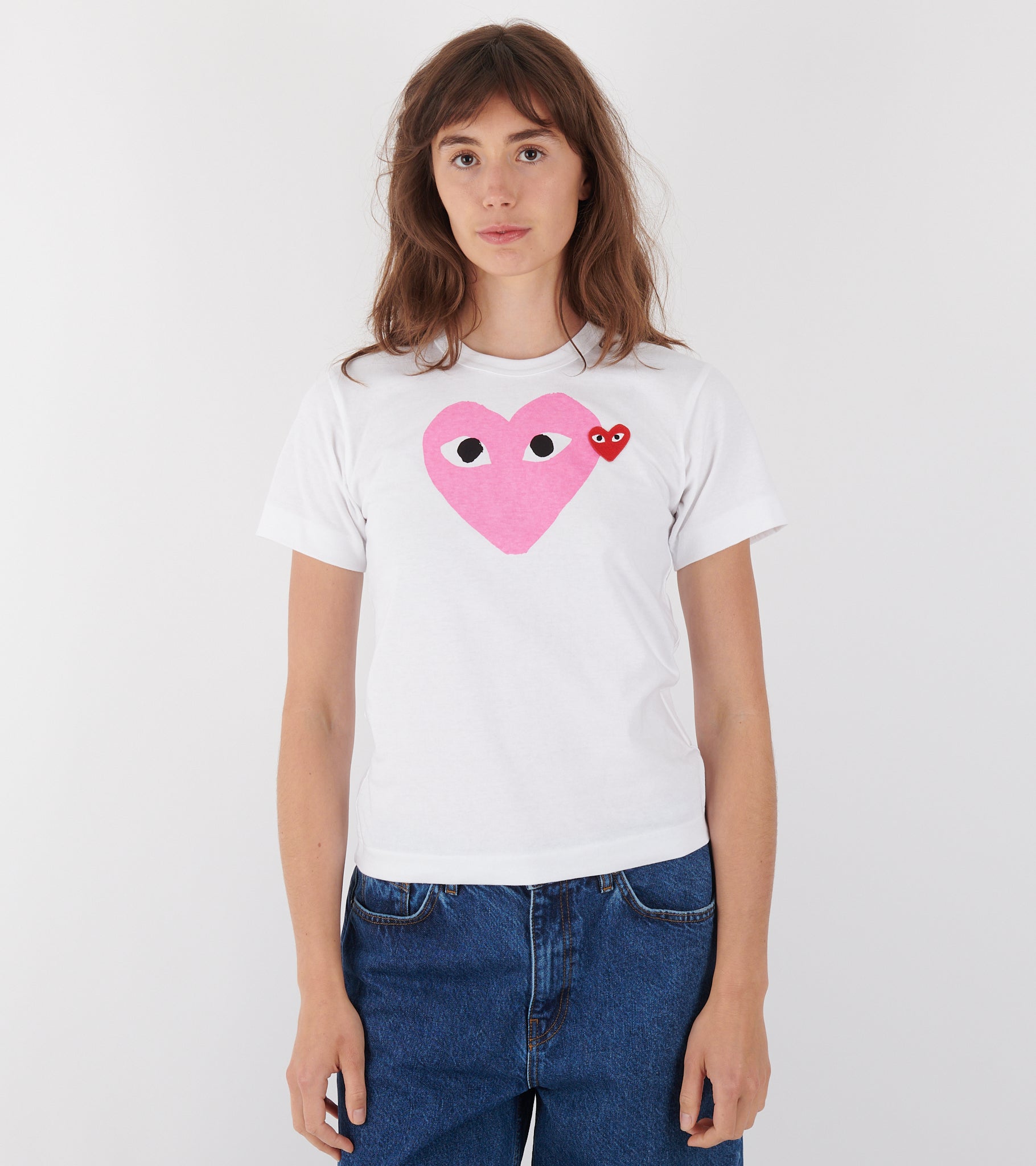 U T-Shirt Red Emblem Pink Heart