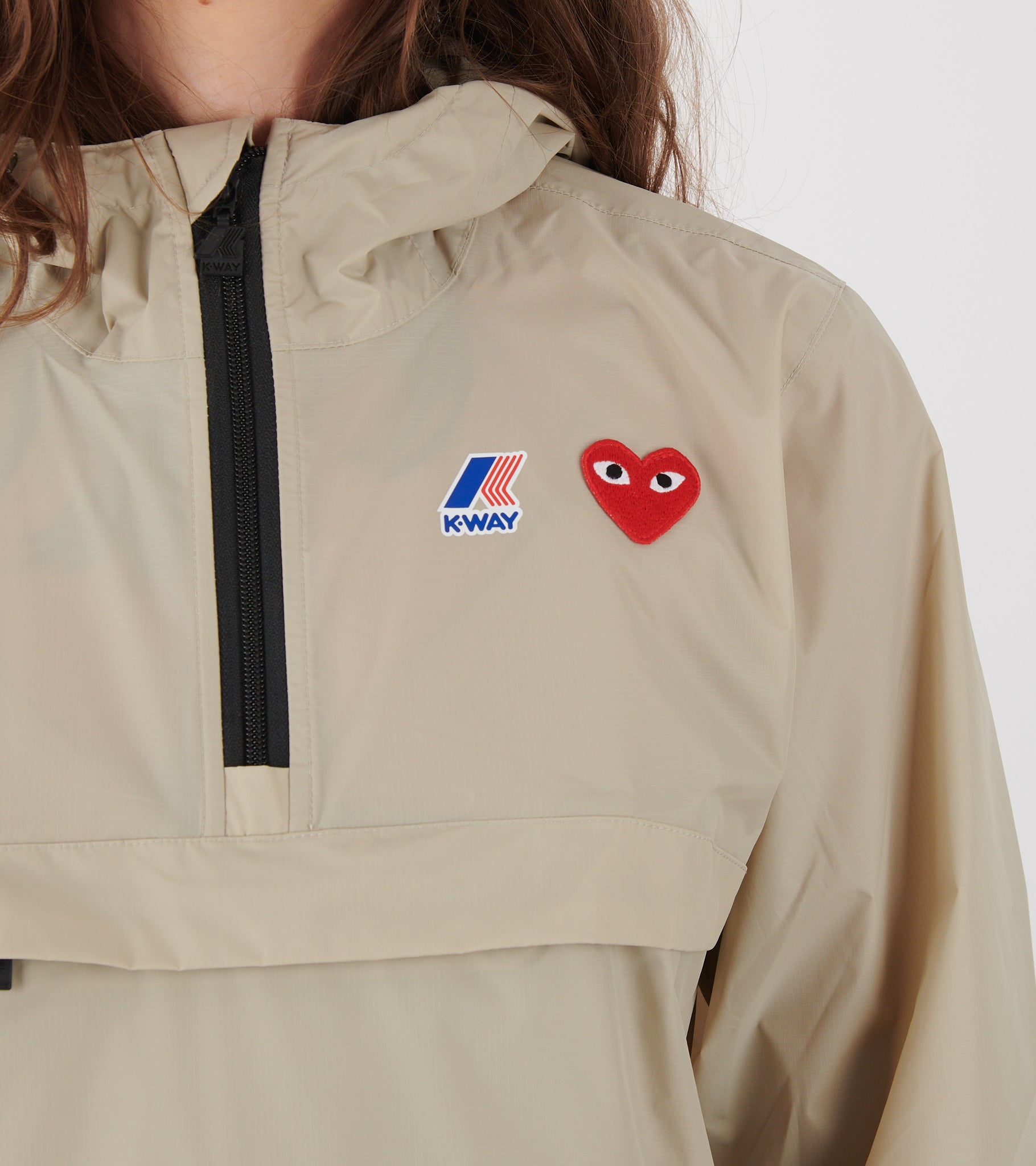 K-WAY Packable Half Zip Anorak Beige