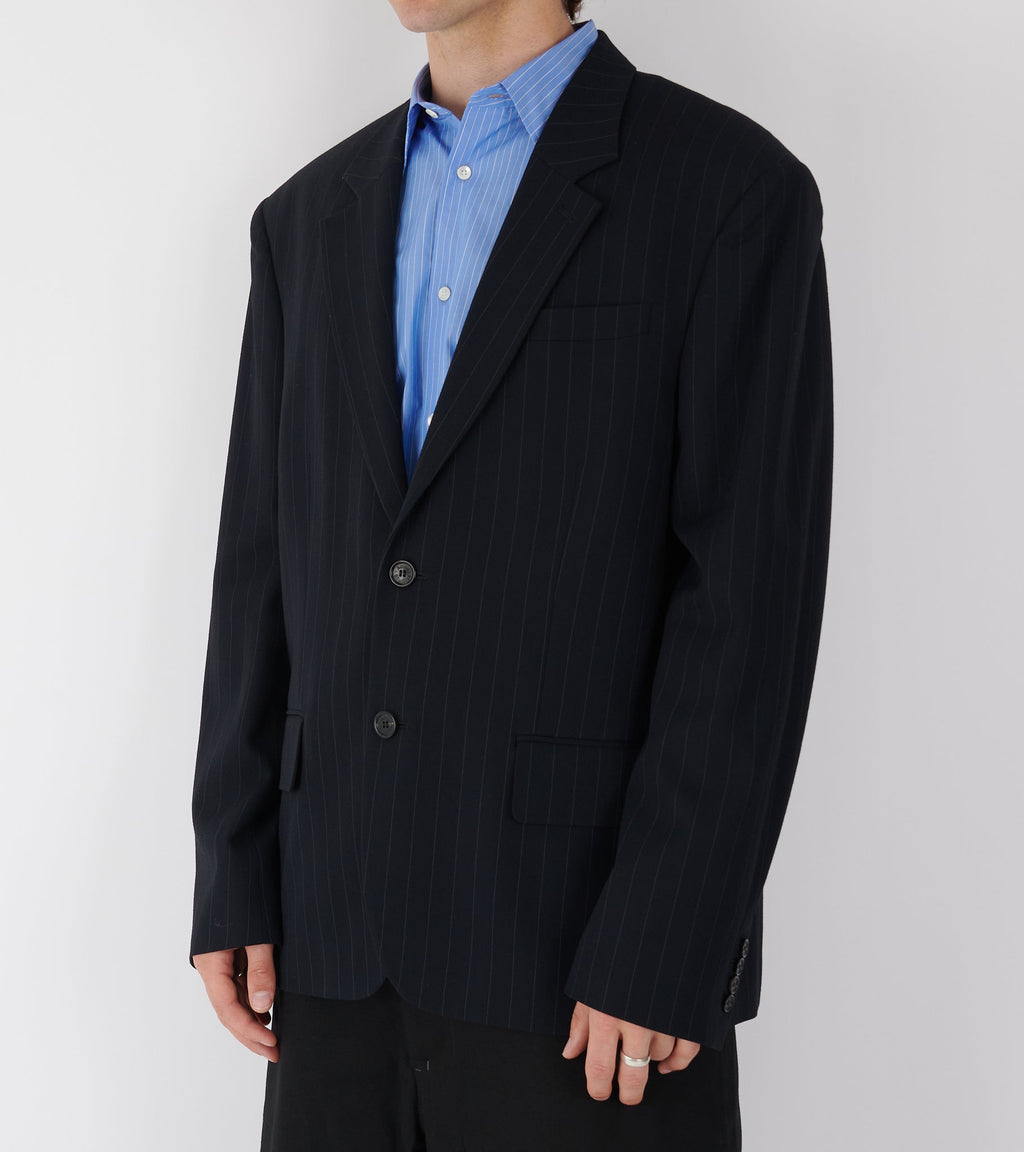 Pinstripe Blazer Dark Navy