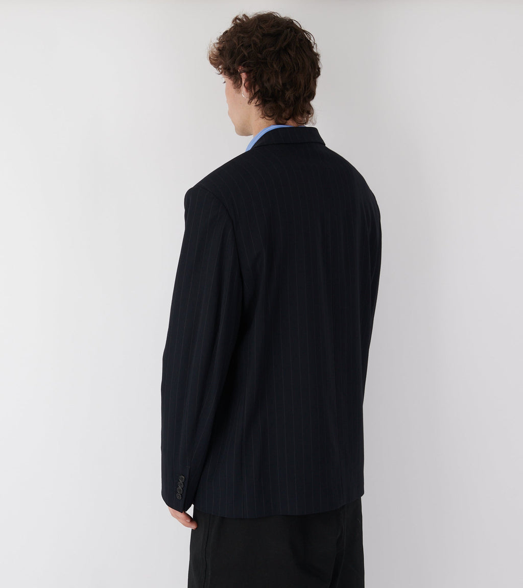 Pinstripe Blazer Dark Navy