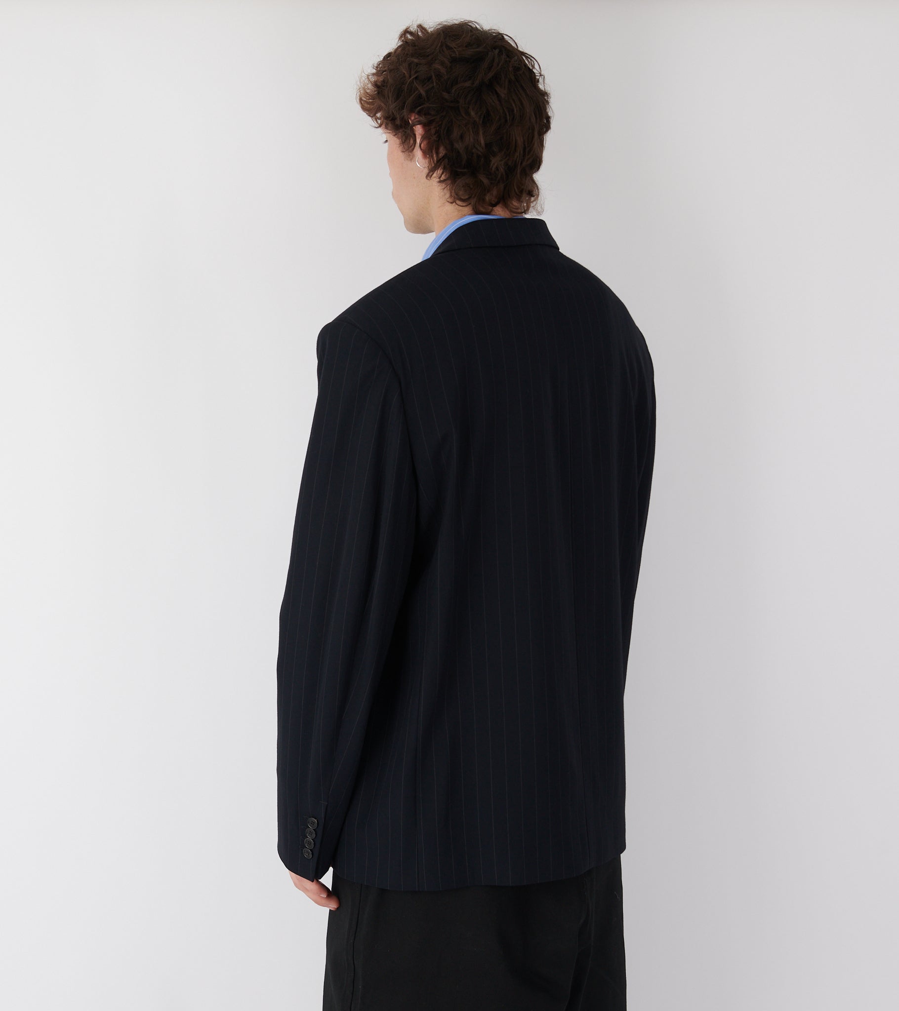 Pinstripe Blazer Dark Navy