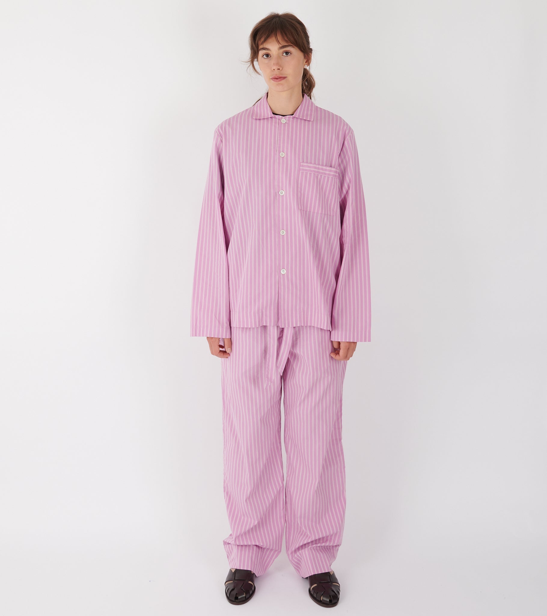 Pyjamas Shirt Purple Pink Stripes
