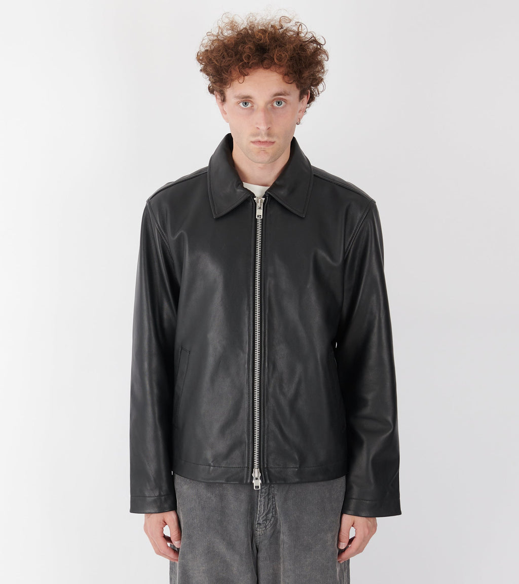 Short Leather Jacket Black