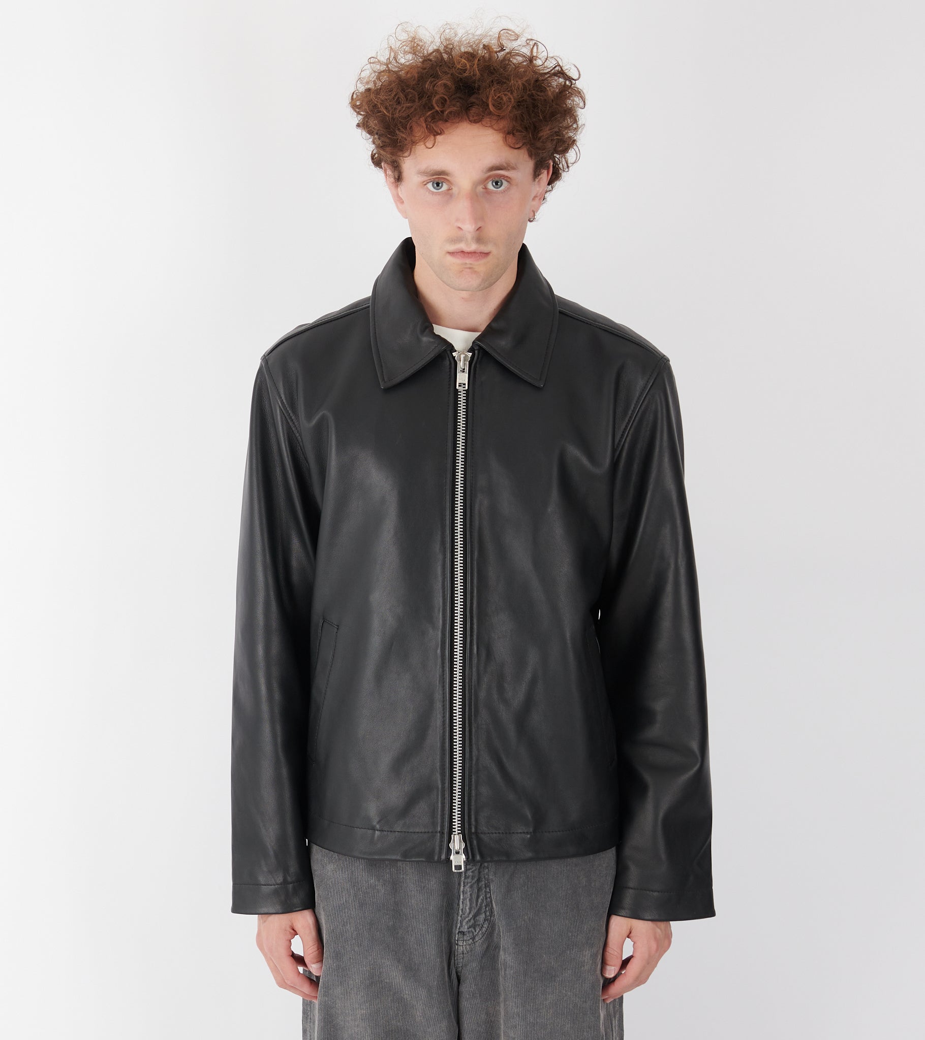 Short Leather Jacket Black