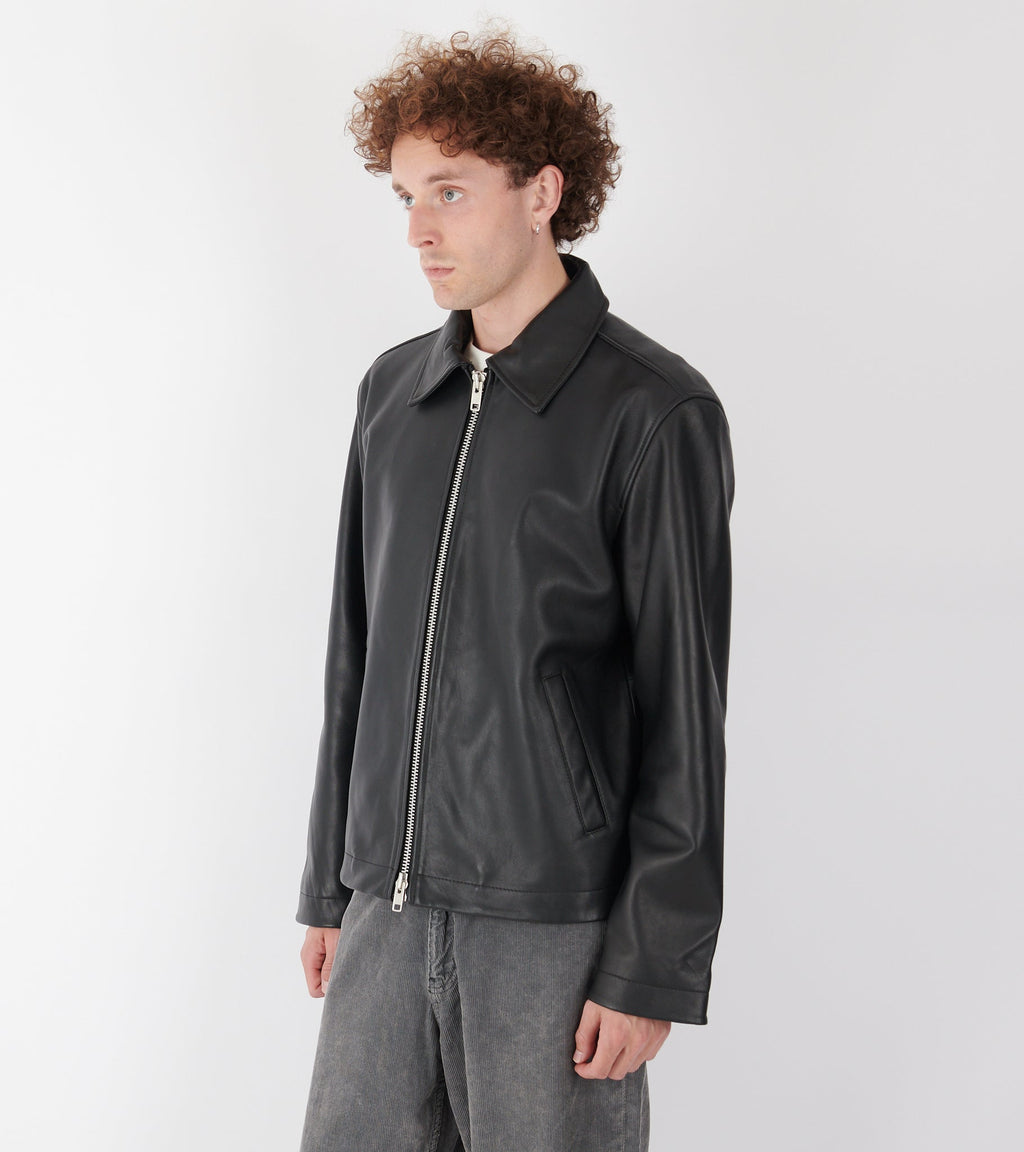 Short Leather Jacket Black