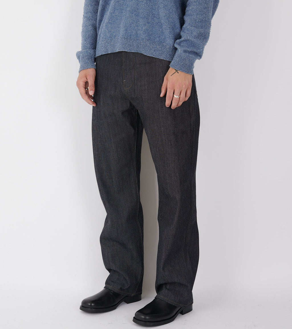 Rigid Loose Denim Jeans Dark Blue