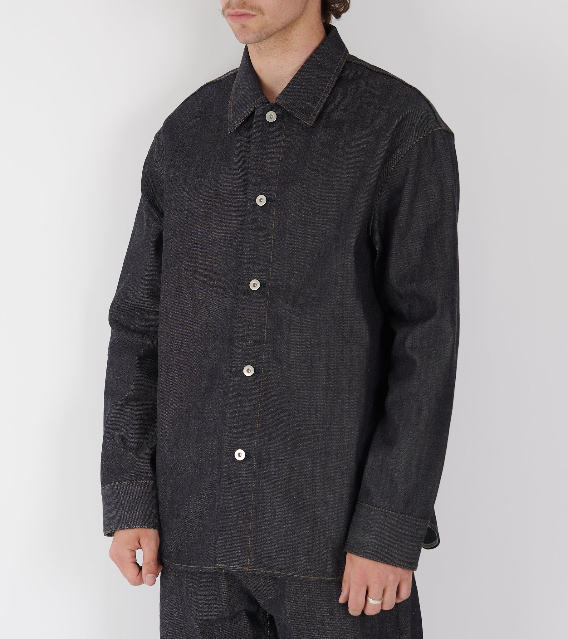 Rigid Denim Shirt Dark Blue