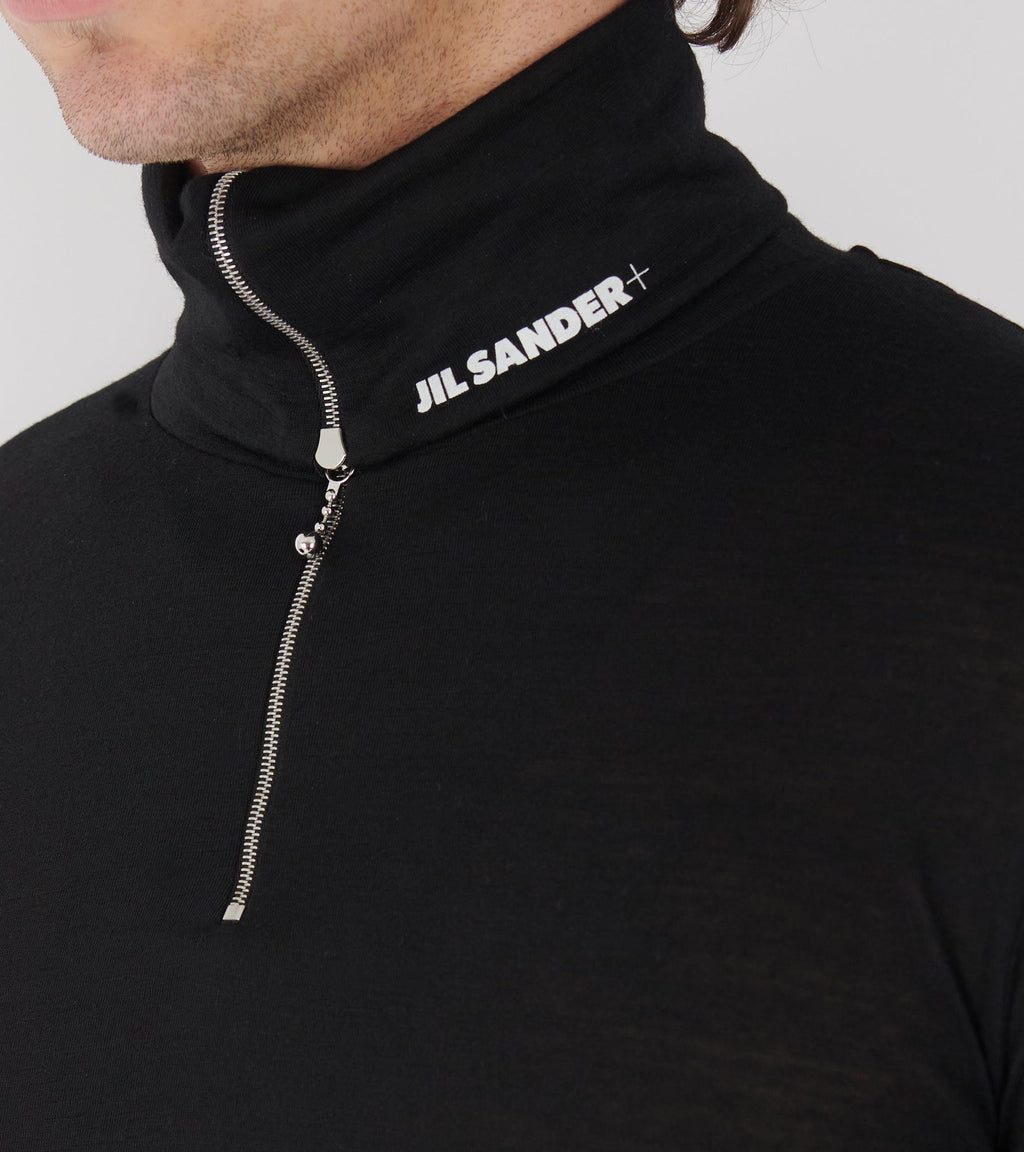 Plus Quarter Zip Wool Sweatshirt Black