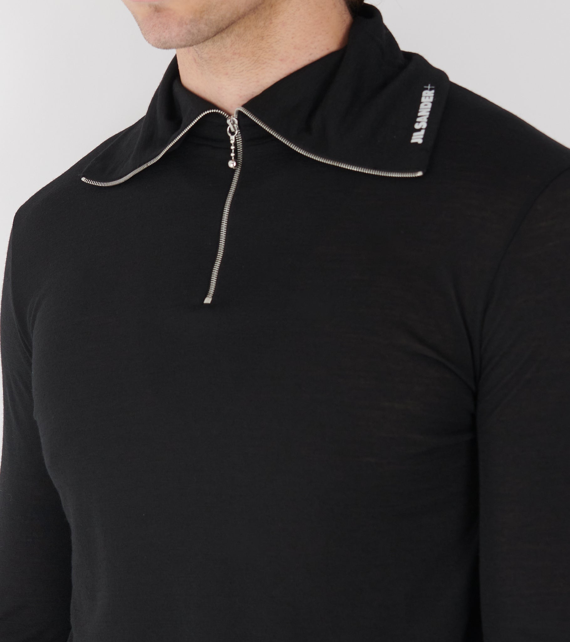 Plus Quarter Zip Wool Sweatshirt Black