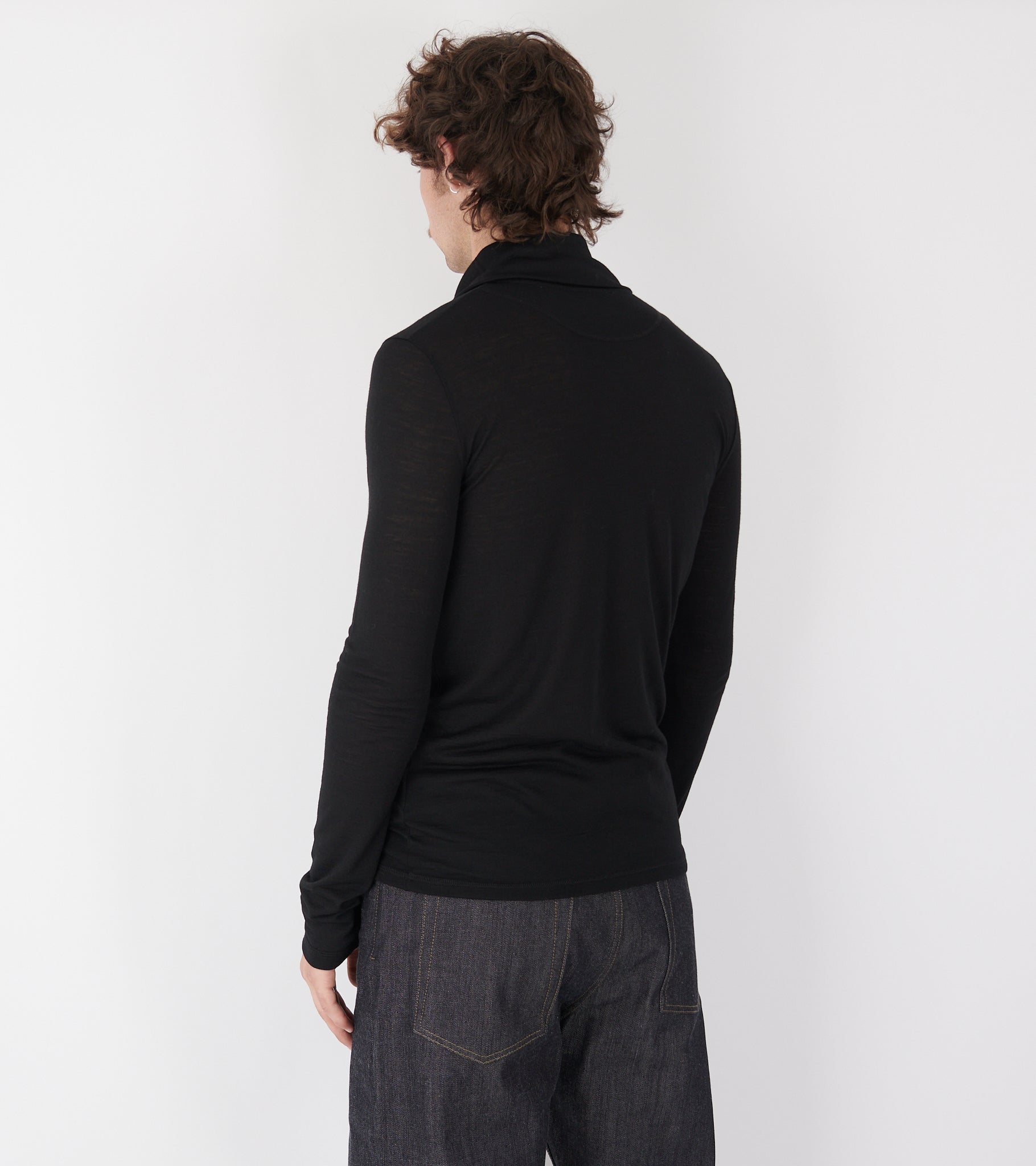 Plus Quarter Zip Wool Sweatshirt Black