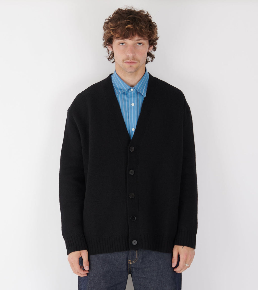 Boiled Wool Cardigan Black