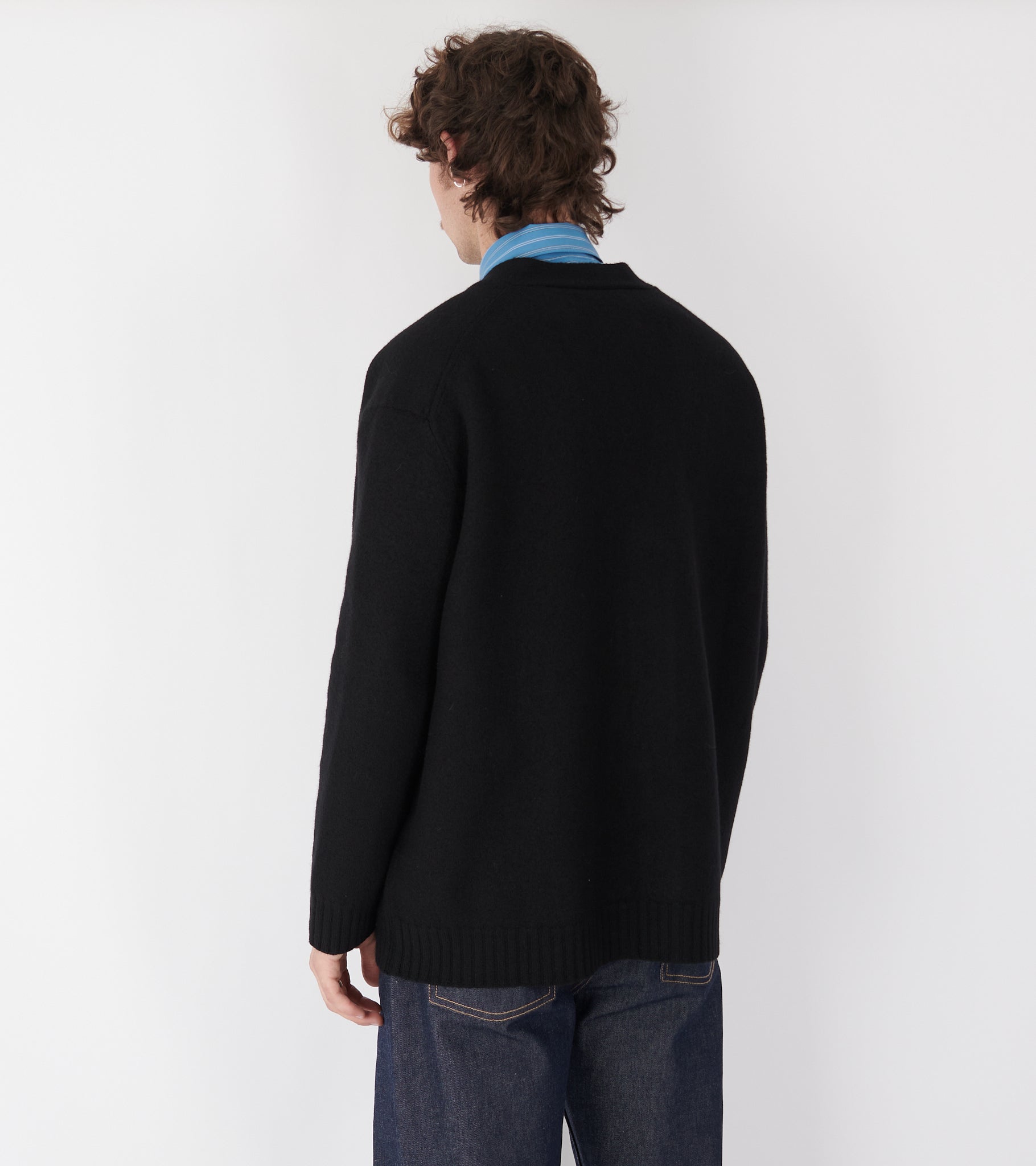 Boiled Wool Cardigan Black