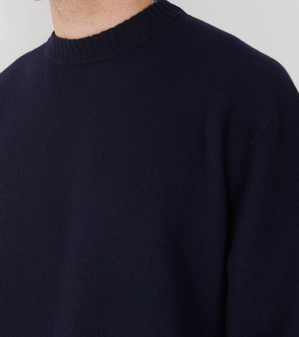 Lightweight Merino Boiled Wool Jumper Navy