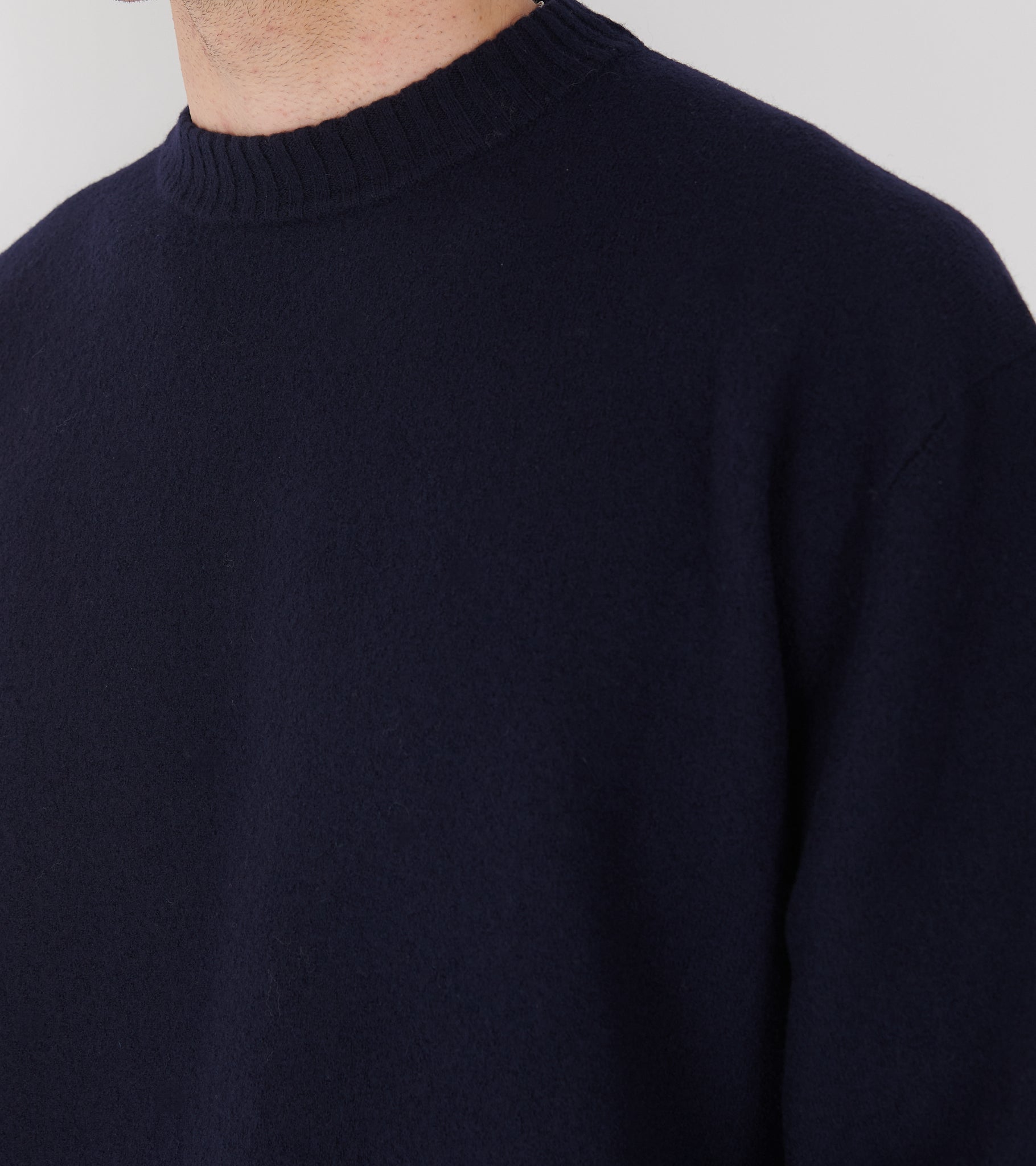 Lightweight Merino Boiled Wool Jumper Navy
