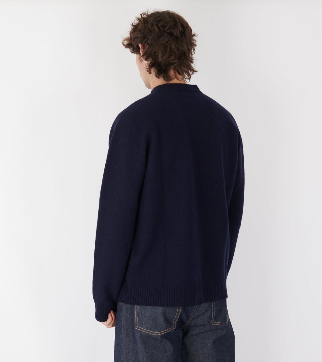 Lightweight Merino Boiled Wool Jumper Navy