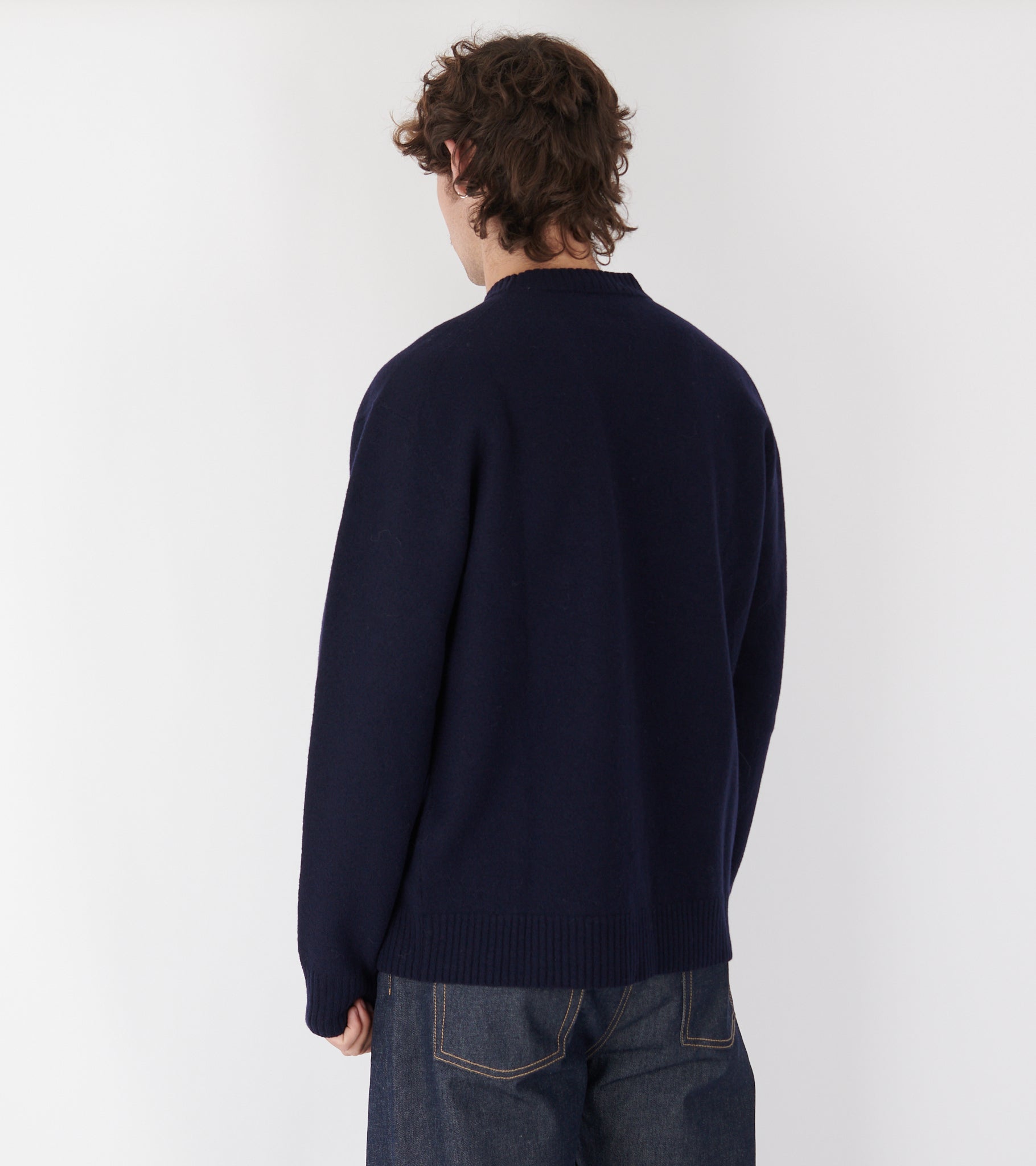 Lightweight Merino Boiled Wool Jumper Navy