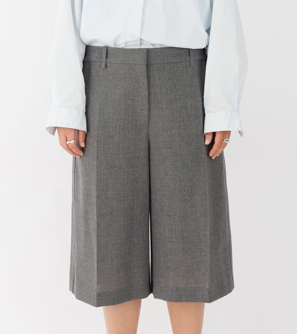 Open Wool Canvas Trousers Grey