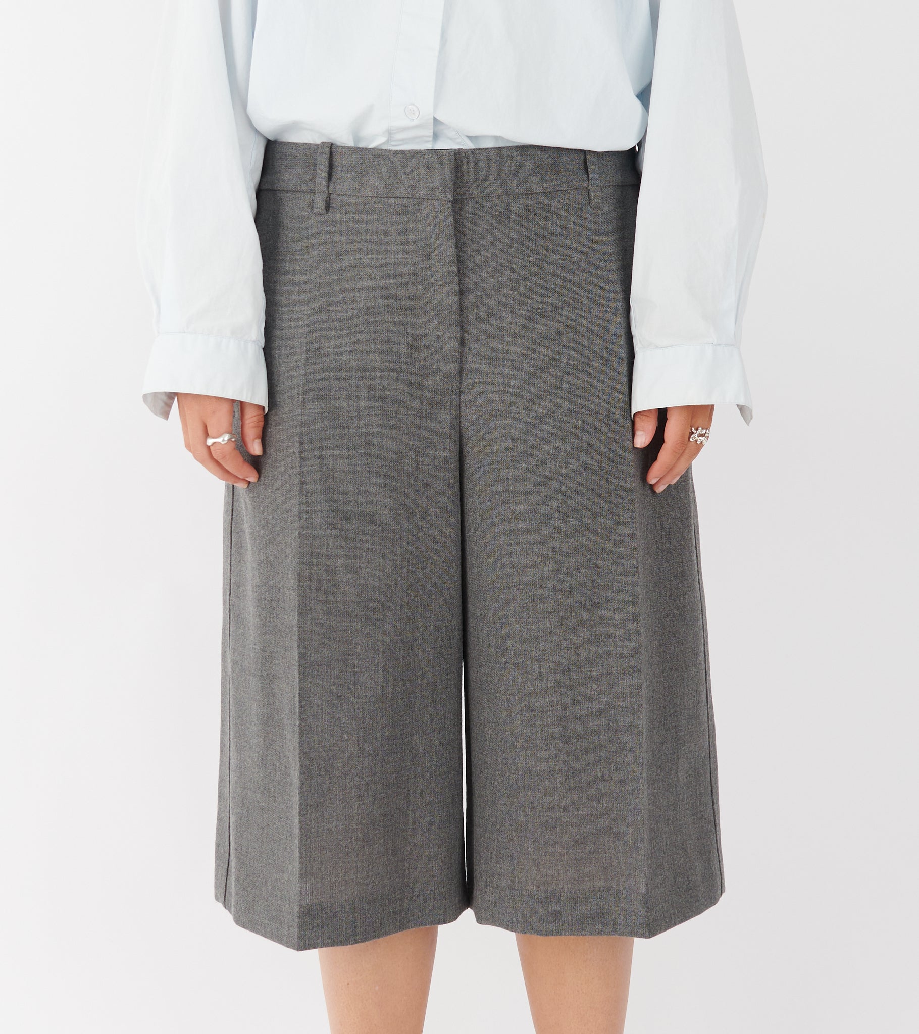 Open Wool Canvas Trousers Grey