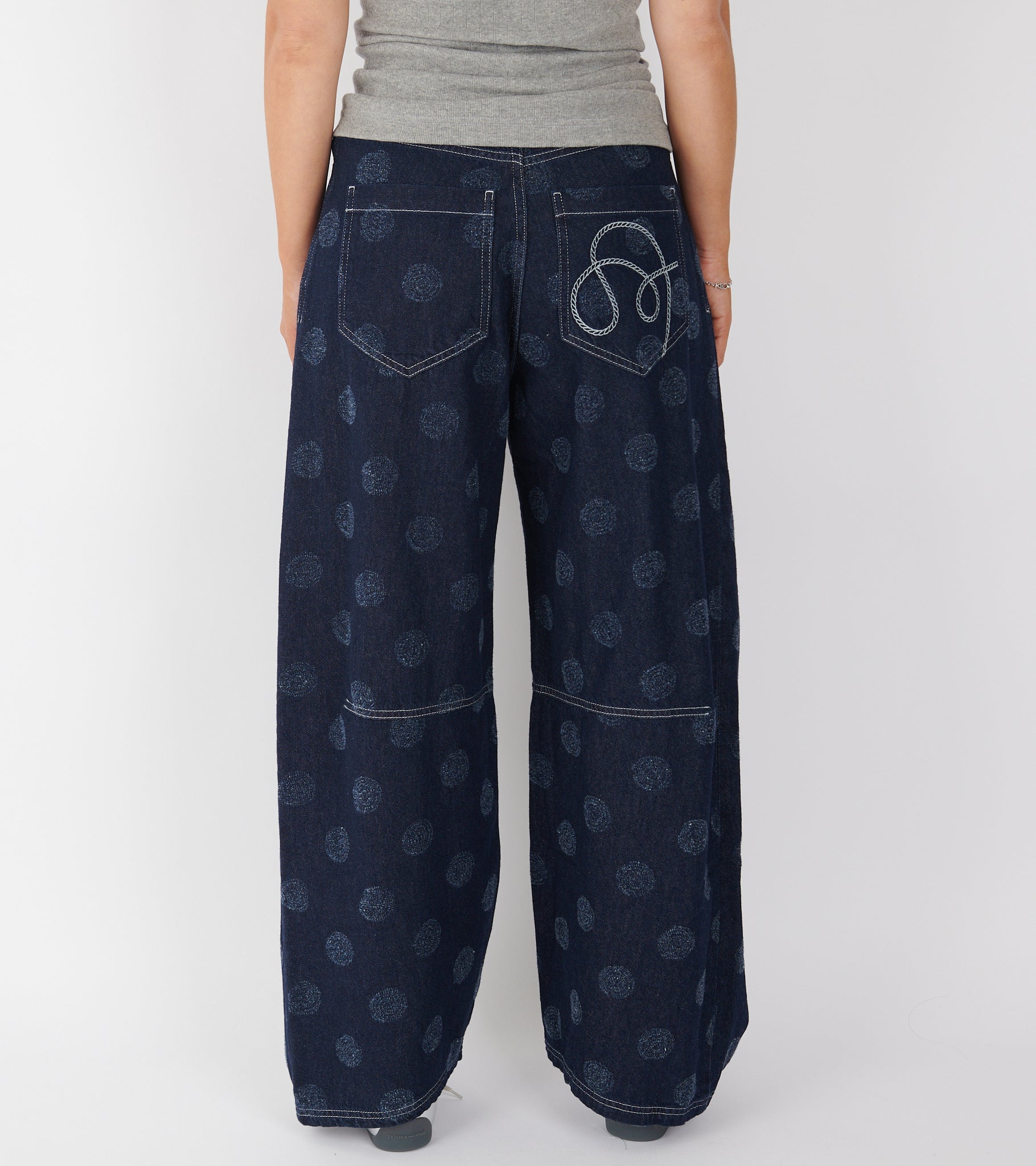 Dart Denim Pants Needle Punch Dots