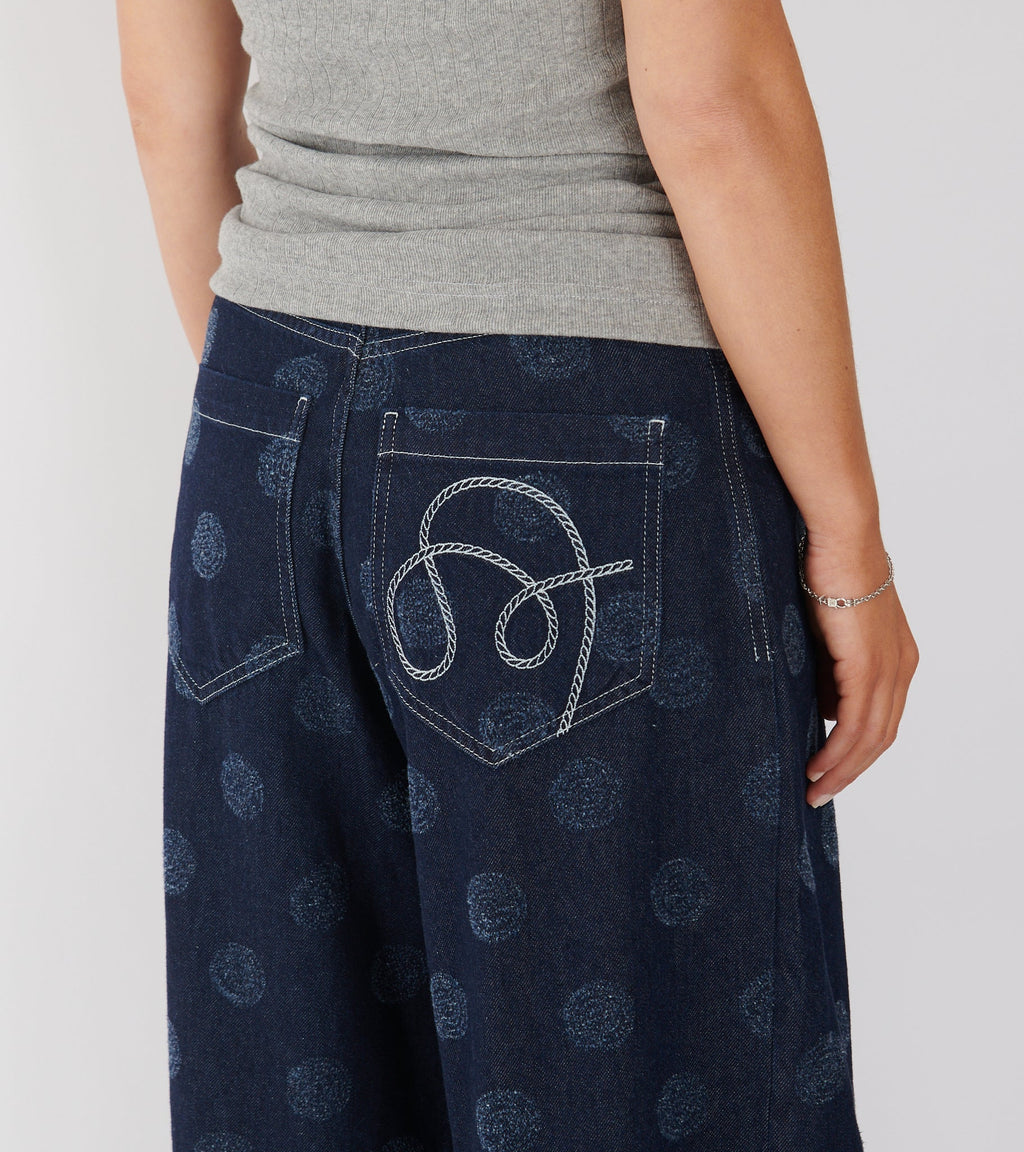 Dart Denim Pants Needle Punch Dots