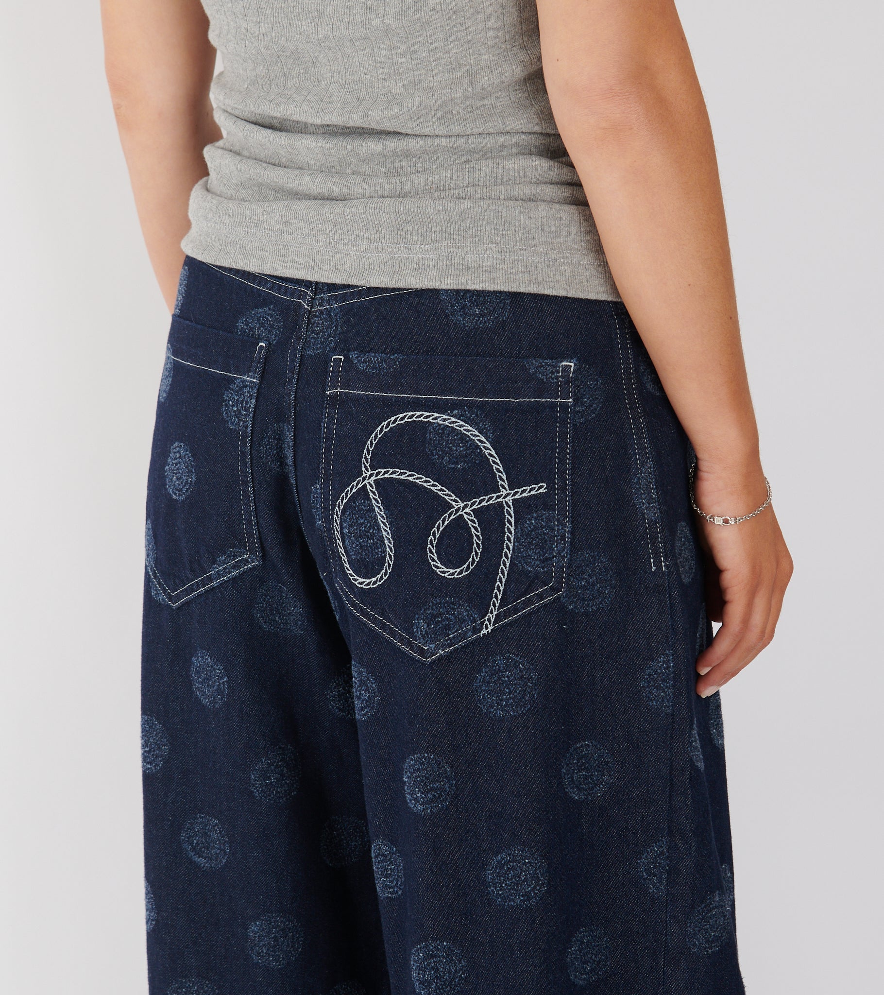Dart Denim Pants Needle Punch Dots